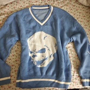 Blue Skull Design Sweater
